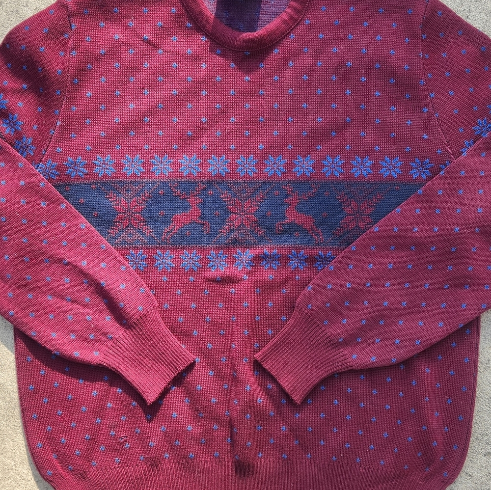 Men's 1980s Vintage 100% Wool Demetre Crewneck Sweater EUC Medium